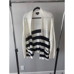 White and navy striped cardigan